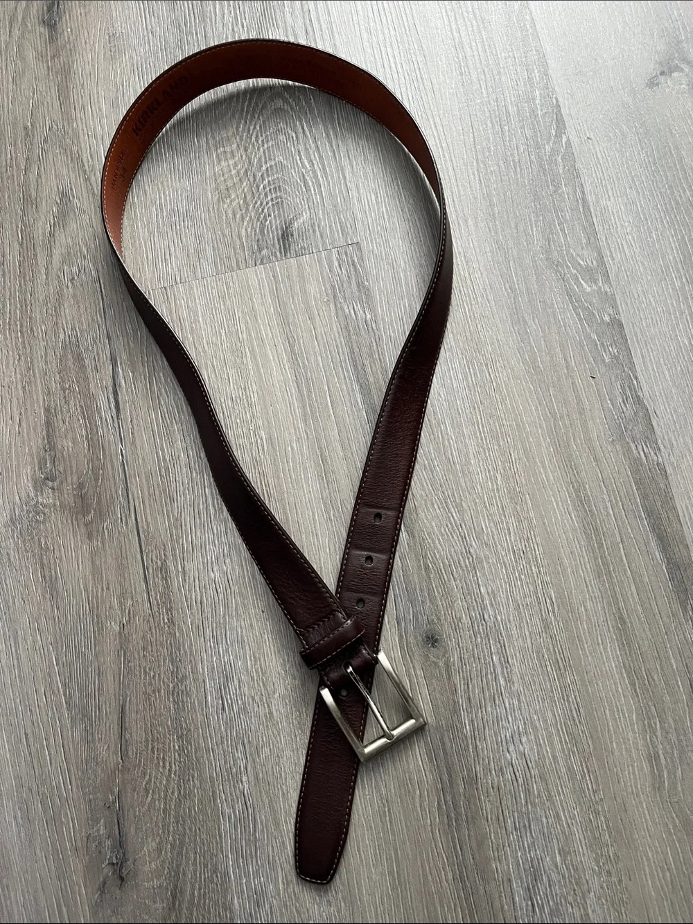 Kirkland Men's Dark Brown Leather Belt 34” Waist